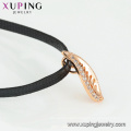 44359 xuping latest designs leather choker necklace for female fancy leaf shaped pendant necklace with magnetic clasp